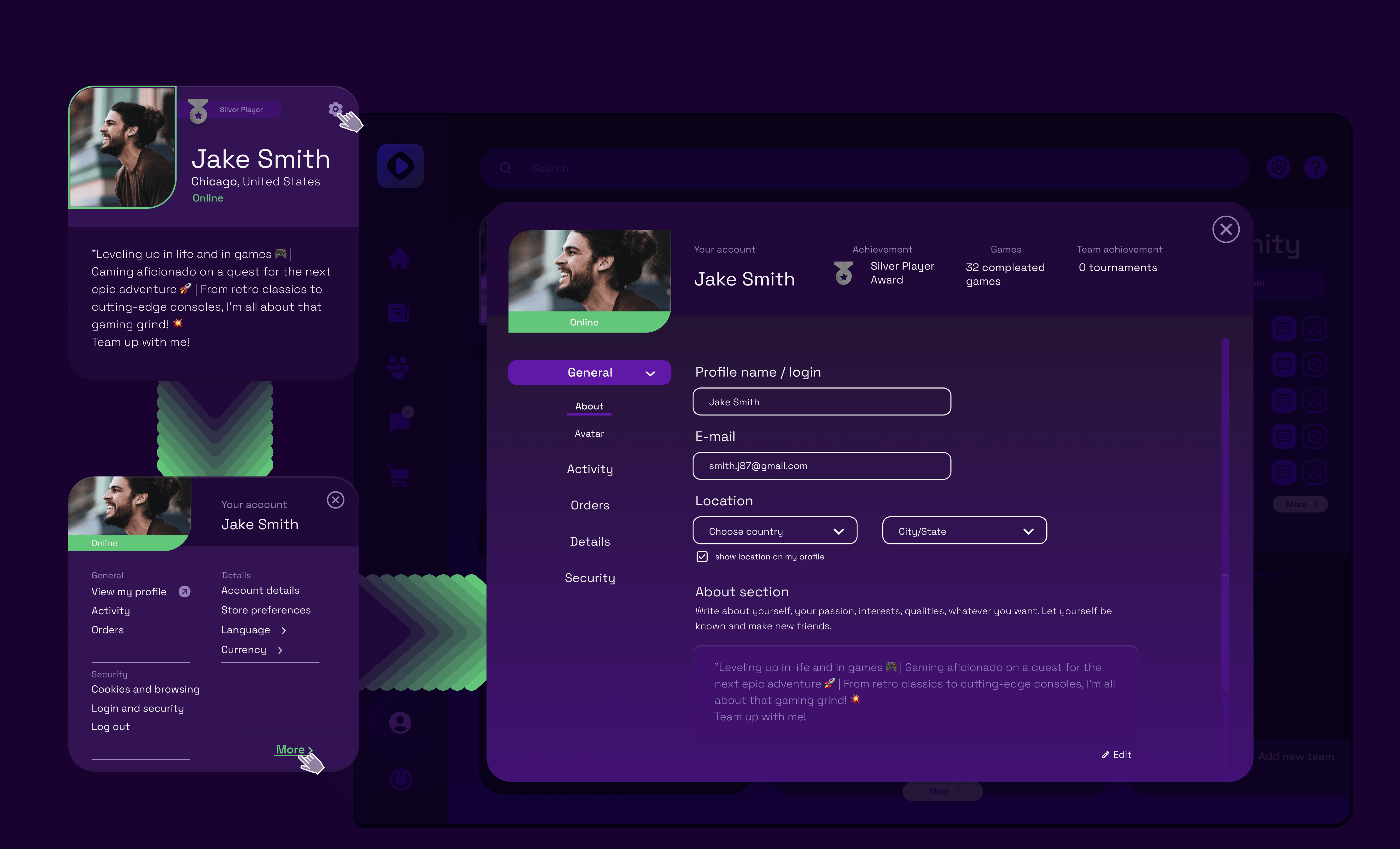 User Profile & Settings UI design by Karolina on Dribbble