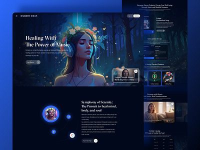 Harmony Haven Landing Page ai ai music clean ui design healing healing website landing page meditation mindful modern design music website product website products songs website symphony trendy ui ux web design website design