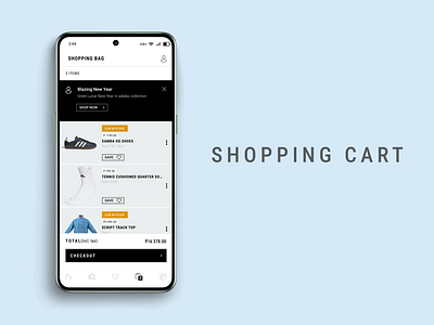 Day 58/100 Shopping Cart 100 day ui challange addidas animation branding cart daily ui 58 dailyui5 design graphic design illustration logo shopping cart ui ux vector