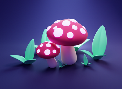 Mush - Plants 3d 3d design blender design graphic design green illustration leaves mushrooms plants render rendering rgba