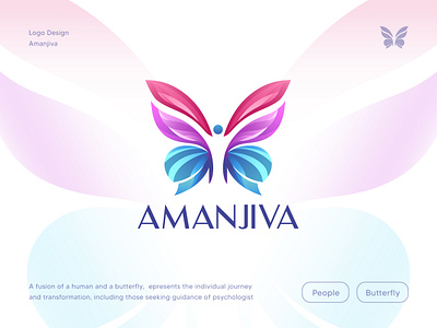 Amanjiva Psychologist Logo Design butterfly butterflypeople colorfull logo people psychiatrist psychology