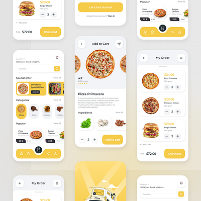 Food App UI Design branding design design product figma food app landingpage logo mobile mobileapp ui uidesign uiux ux