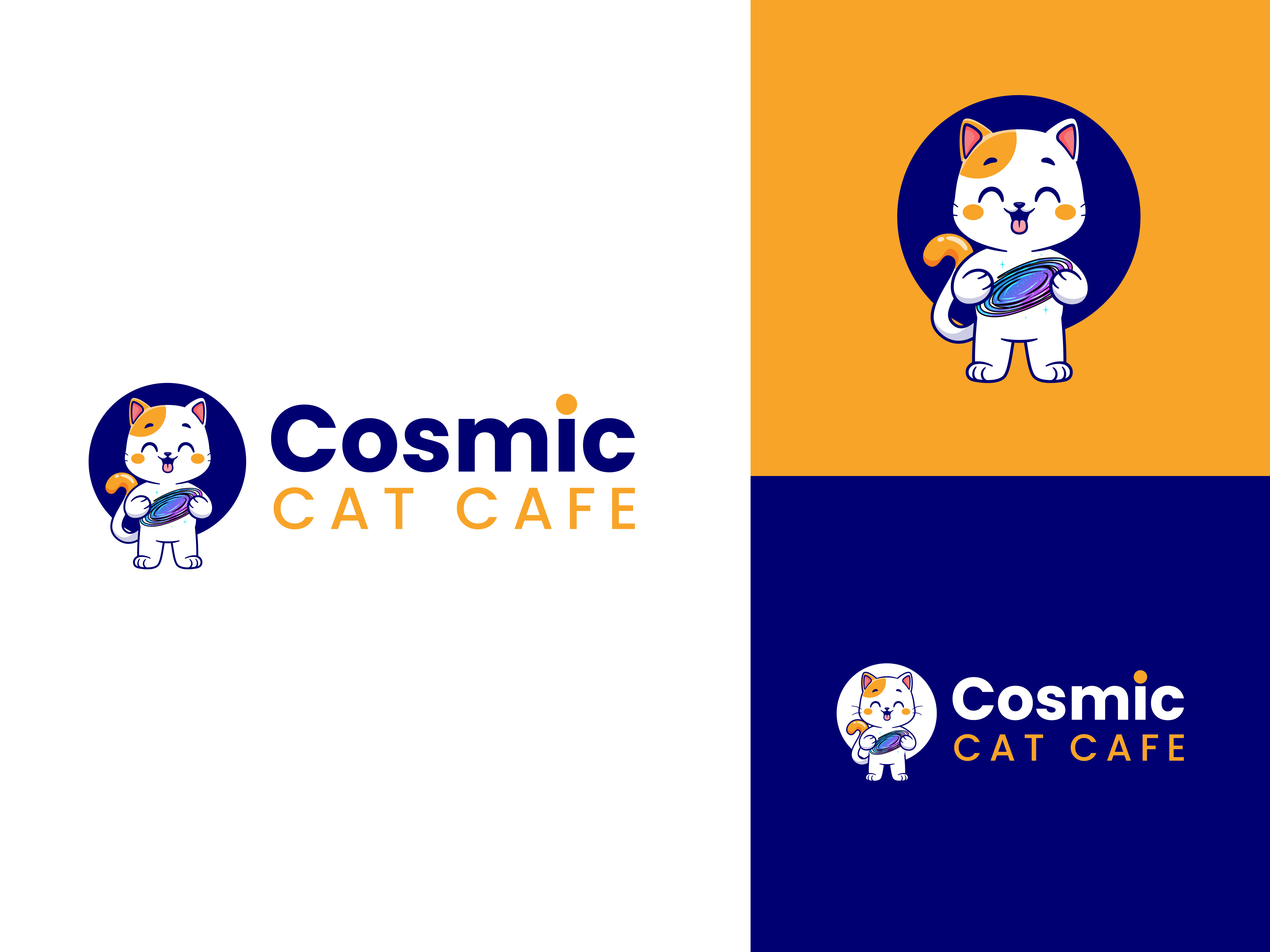 Cosmic Cat Cafe Branding/Logo Design a logo design branding cafe logo cat cafe logo cat logo cat space suit logo cat universe logo design graphic design happy logo illustration logo logo design logo design ideas minimalist logos modern logo pet logo tech logo