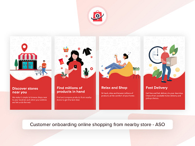 Online Store aso customer onboarding delivery app design mobile app mockup nearby store onboarding online shopping online store playstore app shopping app ui ui ux user experience visual design