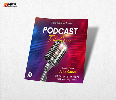 Podcast Flyer PSD Template for Print & Social Media engaging social media graphics.