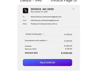 Invoice page UI Design -046 046 100days ofui daily ui 046 dailyui dailyui 046 dailyui 46 dailyui046 dailyui46 day046 day46 ui uiux