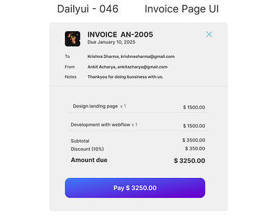 Invoice page UI Design -046 046 100days ofui daily ui 046 dailyui dailyui 046 dailyui 46 dailyui046 dailyui46 day046 day46 ui uiux