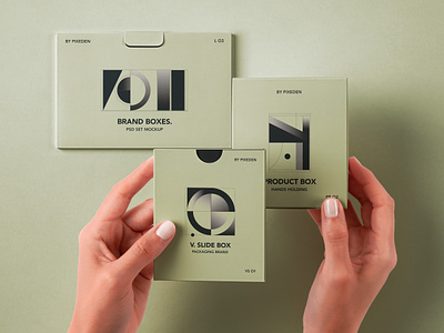 Free Hands Holding Product Boxes Psd Mockup Set box mockup product packaging mockup