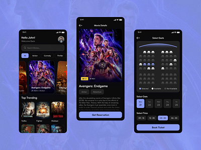 Movie Ticket Booking App android app app design booking creative design designer dribbble interface ios minimal ticket ticket booking typography ui ux