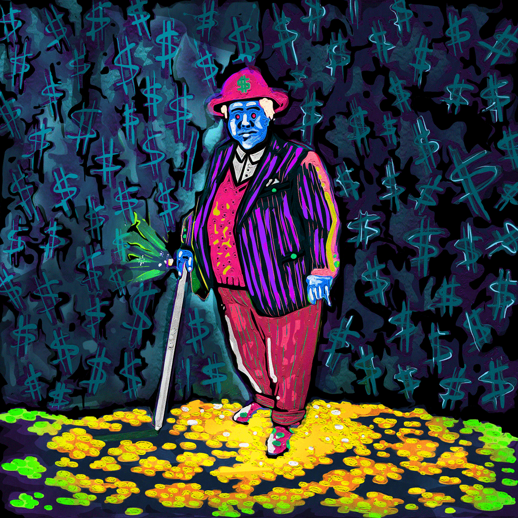 OG boss coins colorful dollars frame by frame animation gentleman glitch illustration og oil oilglitch popart rich