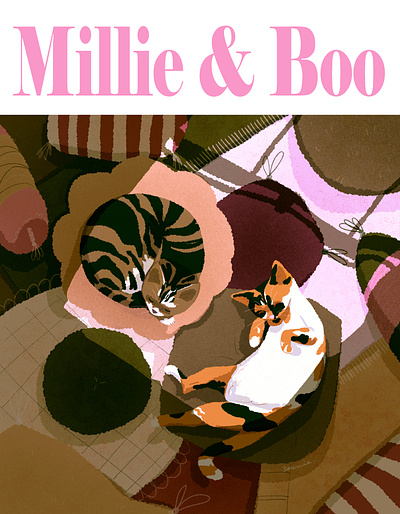 Millie & Boo cat cosy editorial graphic design illustration magazine