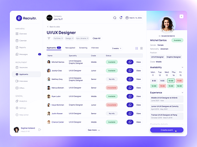 Recruitr. design hr recruiter recruitment redesign reserch ui ux