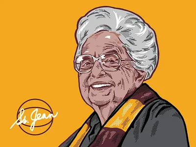 Sister Jean, Loyola Chicago basketball college homefield illustration portrait sister jean