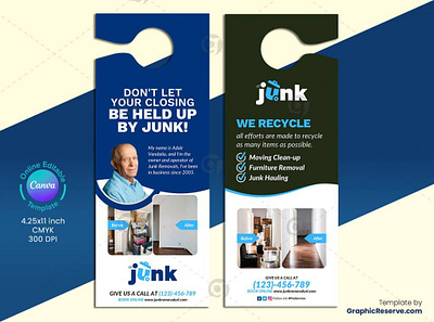 Junk Removal Door Hanger Template Canva apartment cleaning services canva door hanger design cleaning service door hanger door hanger house cleaning service junk removal door hanger