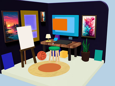 3D Mini Room 3d animation practice spline ui uiux