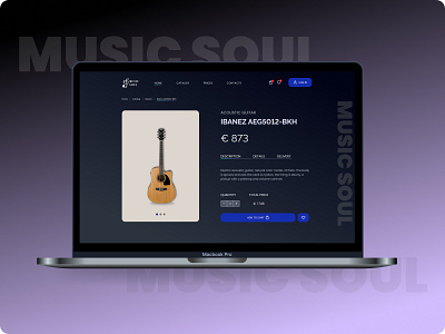Design concept for a music store design design concept landing page minimal music online store product card ui web design карточка товара онлайн магазин