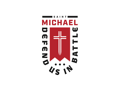 Saint Michael Sticker Design angel archangel badge battle black catholic cross defend design logo michael red saint st sword