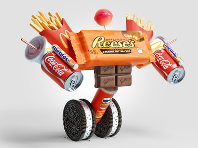 Snack Attack 3d branding cgi character design foreal illustration logo