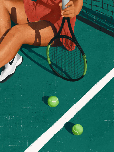 Tennis Player Poster digital art illustration shadows summer illustration tenis tenis player tennis woman