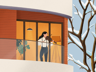 Tbilisi Gardens home illustration procreate tbilisi tbilisi gardens violin winter illustration