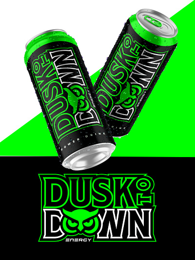 Dusk to down energy drink branding logo