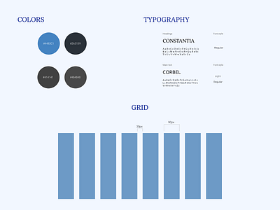 Colors, typography and grid for a longrid colors components design design concept elements grid landing page longrid minimal typography ui web design