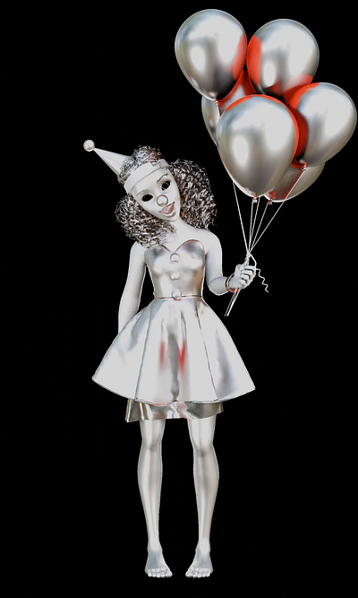 Virtual Influencer Character Clown Concept 3d character design 3dart 3dmodel blender3d character characterconcept characterdesign virtualmodel