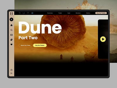 Dune Promo Card UI for Online Streaming Service agency animation card cinema dune landing movie navbar navigation netflix product design redesign service startup streaming trailer ui ux web design
