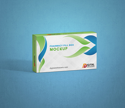 Pharmacy Pill Box Mockup PSD for medicine packaging pharmacy design resource.