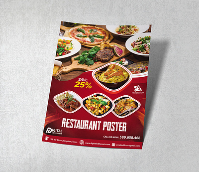 Restaurant Poster PSD Template free for Print + Social Media creative template design.