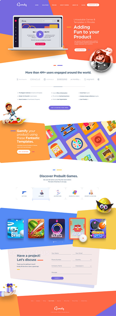 Gamification Website (Concept) branding characters design engage engagement game game desing gamely graphic design illustration landing page mario play product design ui ui design user interface vector webdesign website