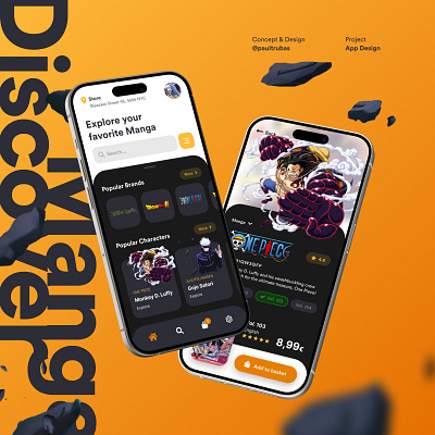 // 📙 DISCOVER MANGA 📙 // Ecommerce exploration (Mockup) agency anime app concept design digital gojo interface jujutsu kaisen manga mobile onepiece ui ux webdesign