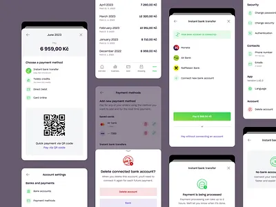Twisto - Repayment app bank account bank transfer bnpl fintech gray green list minimal mobile modal navbar param payment method qr code repayment twisto ui user interface