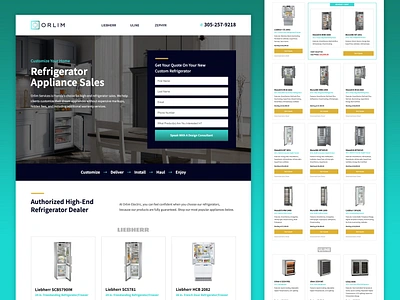 Orlim Refrigerator Landing Page campaign digital design ecommerce landing page liebherr luxury refrigerator orlim electric ppc marketing product listing product page refrigerator sales ui uline unbounce ux zephyr