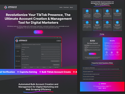 The Ultimate Account Creation Tool Unveiled Landing Page UI account branding design landingpageui saasdesign tiktok page tiktokscaping ui ux design webscaping webscraping uiux websiteui