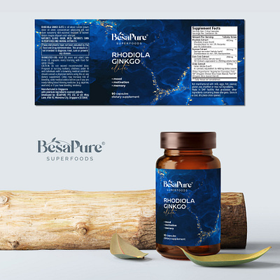 Rhodiola Ginkgo Elite-supplement label design dark theme label graphic design health supplement label label designer luxury design medical and pharmaceutical modern design premium label design supplement label