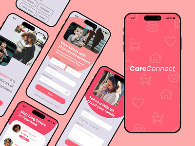 CareConnect: Your Trusted Network for Babysitters and Caregivers app design figma graphic design ui ux