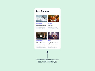 UI Card for Recommended Shows and Documentaries ai app design figma generative ai mobile app recommendations ui ui design ui kit uiux ux ux design web design