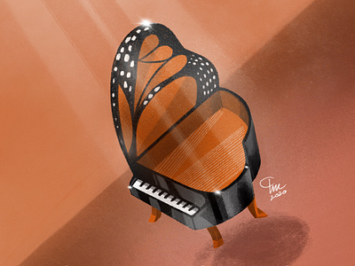 Ezio Bosso's tribute art artist butterfly editorial illustration illustrator music pianist poster procreate