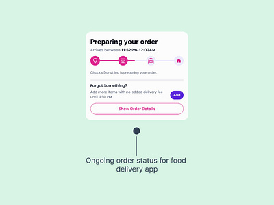UI Card for Order Status app design food delivery mobile app mobility order status ui ui design uiux ux ux design