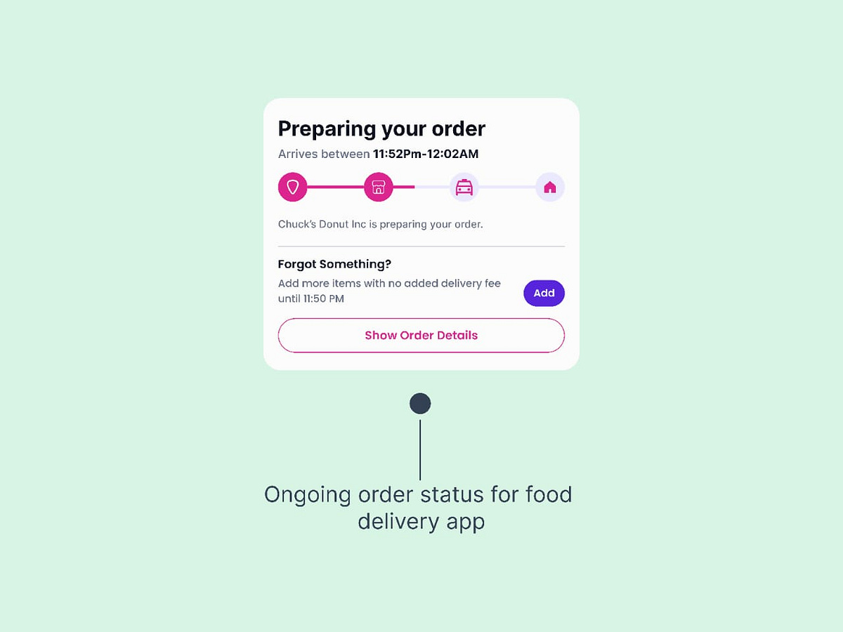 UI Card for Order Status by Headstart UX on Dribbble