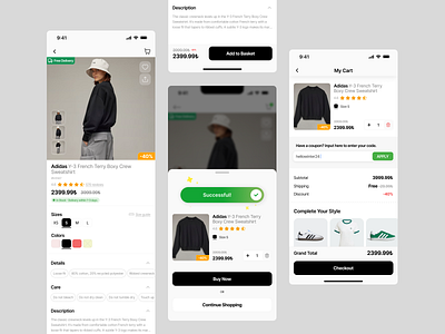 E-commerce Product Page clean design e commerce ecommerce minimal page payment product success uı