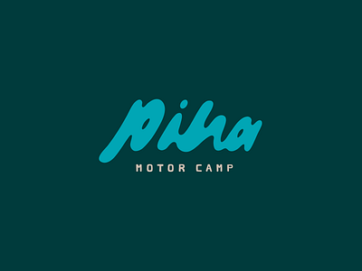 Piha Motor Camp New Zealand Word mark Logo font beach branding font logo new zealand ocean script sun surf tropical typography vector waves word mark