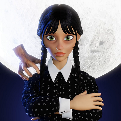 Virtual Influencer Character Wednesday Addams Concept 3d character character design character modelling