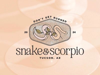 Snake & Scorpio Candle Company adventure apparel graphic botanical brand assets brand identity candle company candle logo candles design earth design flowers label design packaging design retro branding snake snake logo venom vintage brand design