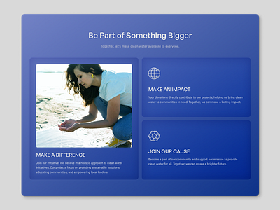 Take Action Section Clean Water Initiatives Landing Page design landingpage ui uidesign ux webdesign