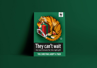 WWF Christmas donation campain animals art artist christmas illustration illustrator love poster present procreate tiger wwf