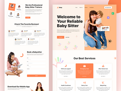 Babysitter Landing Page baby care baby sitter website babysitter landing landing page ui uiux user interface web design web landing page website