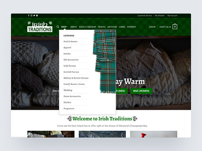 Irish Clothing Store Website adobe photoshop apparel celtic clothing ecommerce irish kelly store tartan ui ux web design