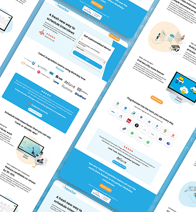 Landing Page for Rooster, a Workday hiring software design illustration landing page logo marketing software